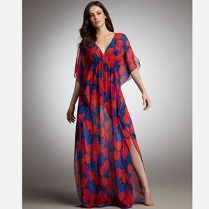 Tory Burch Caftan XS / S  Silk  Beach Swim Coverup Maxi Dress